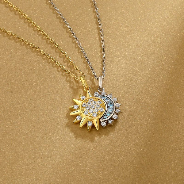 Collar Dúo Sol Y Luna Eclipse+Caja de Regalo
